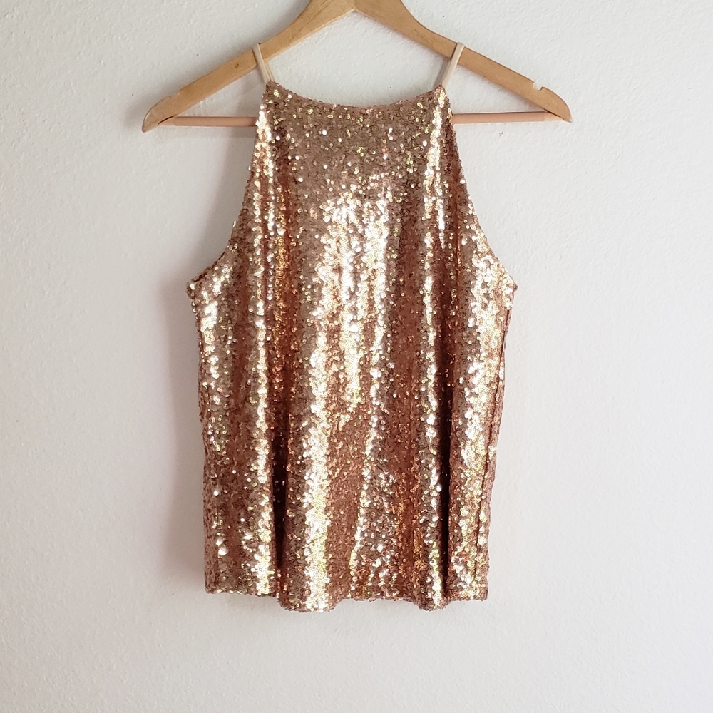 Like-New Moa Moa Sequin Rose Gold Tank Size Large